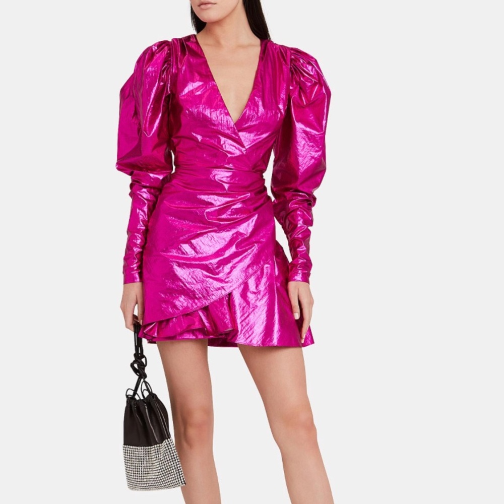 Rotate By Birger Christensen Number 24 Metallic Pink Party Mini Dress Fuchsia 8